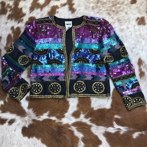 Cropped vintage sequin jacket